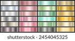 A set of colored gradients on a white background. Metallic gradient effects for the design of text and bulletin boards, infographics. Vector EPS 10.