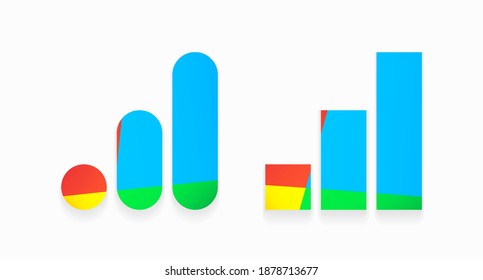 A set of colored graphs of various shapes, symbolizing upward movement, ascent, promotion, aspiration, purposefulness. Vector illustration