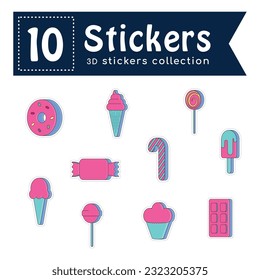 Set of colored groovy 3d sticker icons Vector illustration