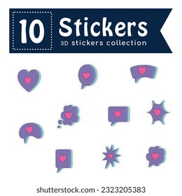 Set of colored groovy 3d sticker icons Vector illustration
