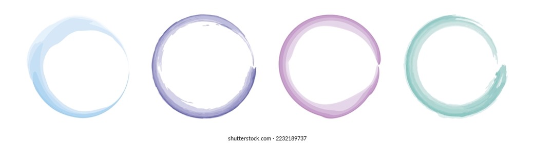 Set of colored grunge circles. Round shapes on a white background