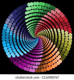 Set of colored with halftone effect. Vector illustration.