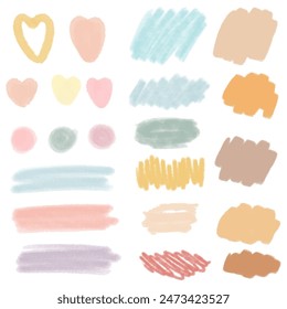 Conjunto de Elementos de diseño de grunge dibujados a mano de colores. Dibuje a mano líneas de pincel. Conjunto de pincel dibujado dibuja garabatos. Ilustración vectorial