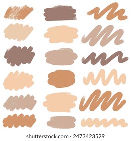 Set of colored hand drawn grunge design elements. Hand draw brush lines. Set of drawn brush draw doodles. Vector illustration