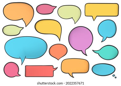 Set of colored hand drawn speech bubbles on white background, vector eps10 illustration