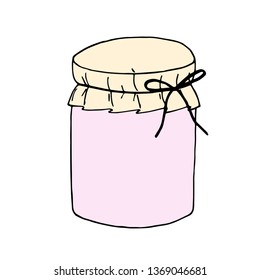 Set of colored hand drawn vector illustration. Set of pickle jars with vegetables. Set with tinned vegetables.