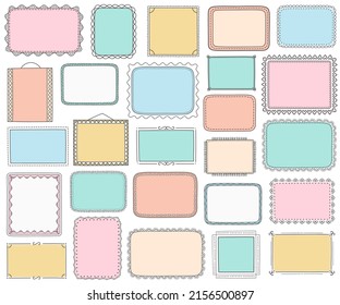 Set of colored handdrawn doodle frames, horizontal, vertical and square frames, vector eps10 illustration