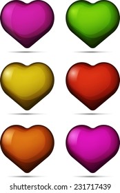 Set of colored hearts