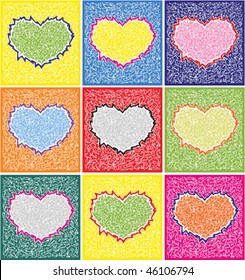 Set of colored hearts