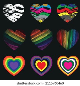 Set of colored hearts, LGBT signs ideal for banners and decorations