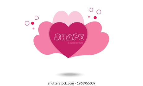 Set of colored hearts with shadow on white background.Set of isolated abstract aqua spot with gradient or dynamic color.Abstract liquid shape.Fluid design.Isolated gradient waves with geometric lines