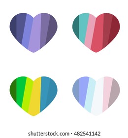 Set of Colored Hearts. Vector illustration on white background. 