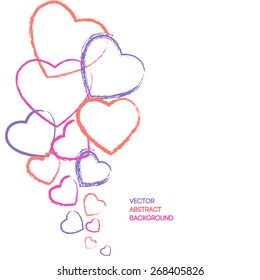 Set of colored hearts. White background. paint