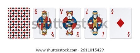 Set of colored high cards of Diamonds. Casino clipart.