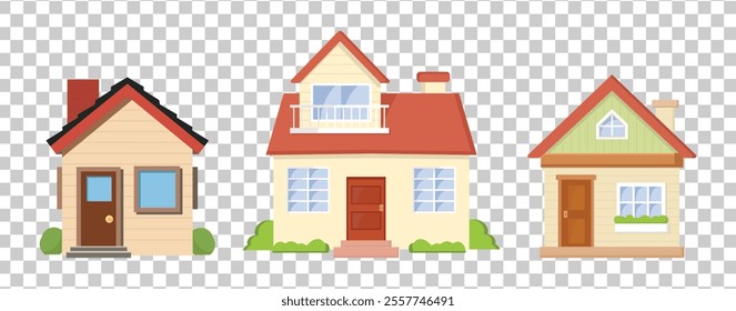 set of colored home house design miniature concept images