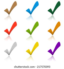 Set of colored hooks with shadow