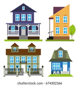 A set of colored houses.