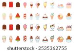 Set of colored ice cream icons Vector