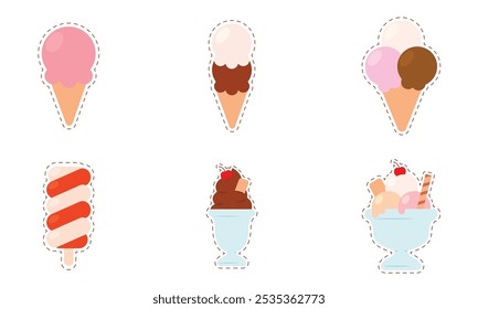 Set of colored ice cream icons Vector