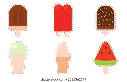 Set of colored ice cream icons Vector