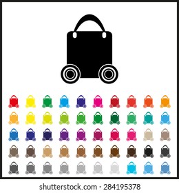 Set of colored icons. bag on wheels. icon. vector design