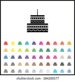 Set of colored icons. birthday cake icon. icon. vector design