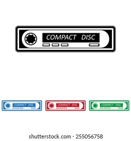 Set of colored icons. Black, blue, red, green.  Car radio. Modern Car Audio , icon, vector illustration. Flat design style