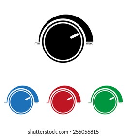 Set of colored icons. Black, blue, red, green.  Volume control icon, icon, vector illustration. Flat design style