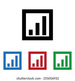 Set of colored icons. Black, blue, red, green.  no signal, poor signal strength, signal strength indicator, icon, vector illustration. Flat design style