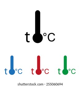 Set of colored icons. Black, blue, red, green.  Thermometer , icon, vector illustration. Flat design style