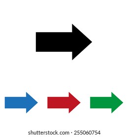 Set of colored icons. Black, blue, red, green.  arrow indicates the direction, icon, vector illustration. Flat design style