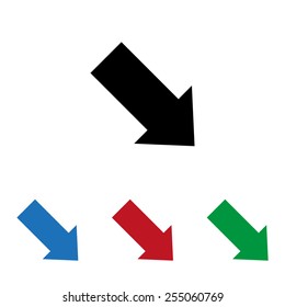 Set of colored icons. Black, blue, red, green.  arrow indicates the direction, icon, vector illustration. Flat design style