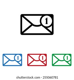 Set of colored icons. Black, blue, red, green.  SMS messages, icon, vector illustration. Flat design style