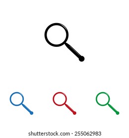 Set of colored icons. Black, blue, red, green.  Magnifying glass. Search , icon, vector illustration. Flat design style