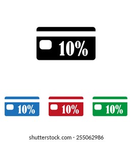 Set of colored icons. Black, blue, red, green.  Discount label, icon, vector illustration. Flat design style