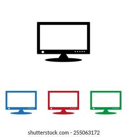 Set of colored icons. Black, blue, red, green.  computer display, icon, icon, vector illustration. Flat design style