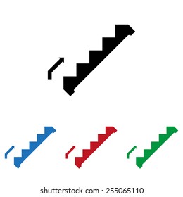 Set of colored icons. Black, blue, red, green.  staircase, icon, vector illustration. Flat design style