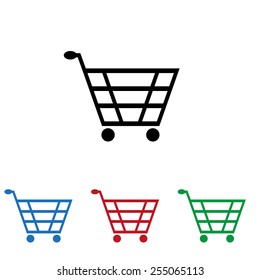 Set of colored icons. Black, blue, red, green.  put in shopping cart , icon, vector illustration. Flat design style