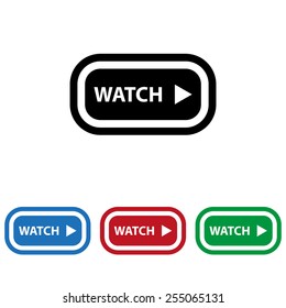 Set of colored icons. Black, blue, red, green.  of online news, icon, vector illustration. Flat design style