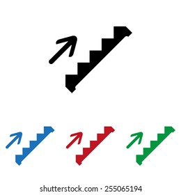 Set of colored icons. Black, blue, red, green.  staircase, icon, vector illustration. Flat design style