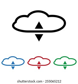 Set of colored icons. Black, blue, red, green.  cloud storage , icon, vector illustration. Flat design style