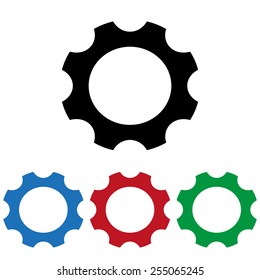 Set of colored icons. Black, blue, red, green.  Cog Settings , icon, vector illustration. Flat design style
