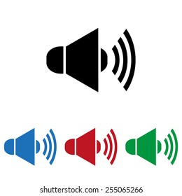 Set of colored icons. Black, blue, red, green.  Sound on, icon, vector illustration. Flat design style