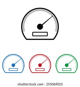 Set of colored icons. Black, blue, red, green.  speedometer. icon, vector illustration. Flat design style 