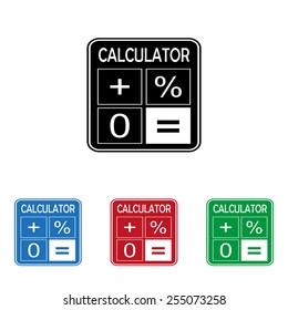 Set of colored icons. Black, blue, red, green.  calculator, icon, vector illustration. Flat design style