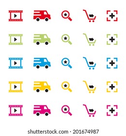 set of colored icons for business