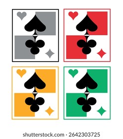 Set of colored icons of card suits on white background. Vector illustration