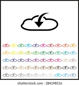 Set of colored icons. cloud download  icon. vector design