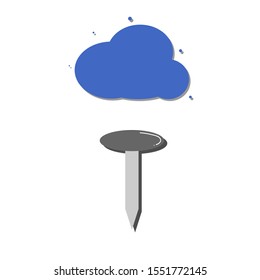 Set of colored icons with cloud and nail