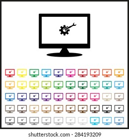 Set of colored icons. Cog Settings. icon. vector design